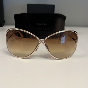 Tom Ford Sunglasses, like new Miranda 68mm Open Temple Oversize Metal Sunglasses